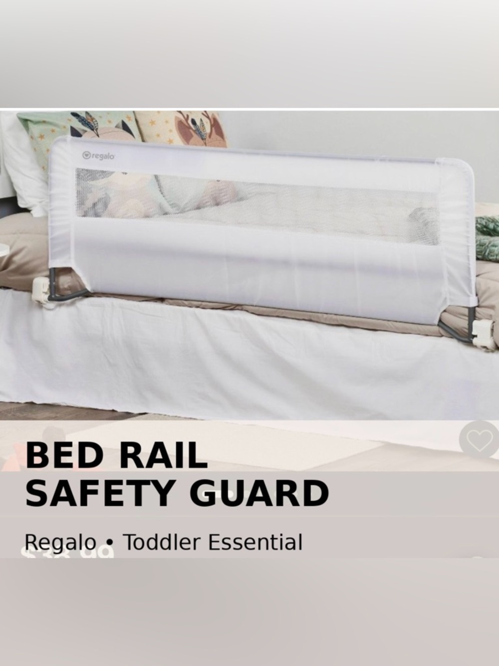 Regalo Bed Rail Safety Guard 
Toddler Bed Rail White Mesh EUC